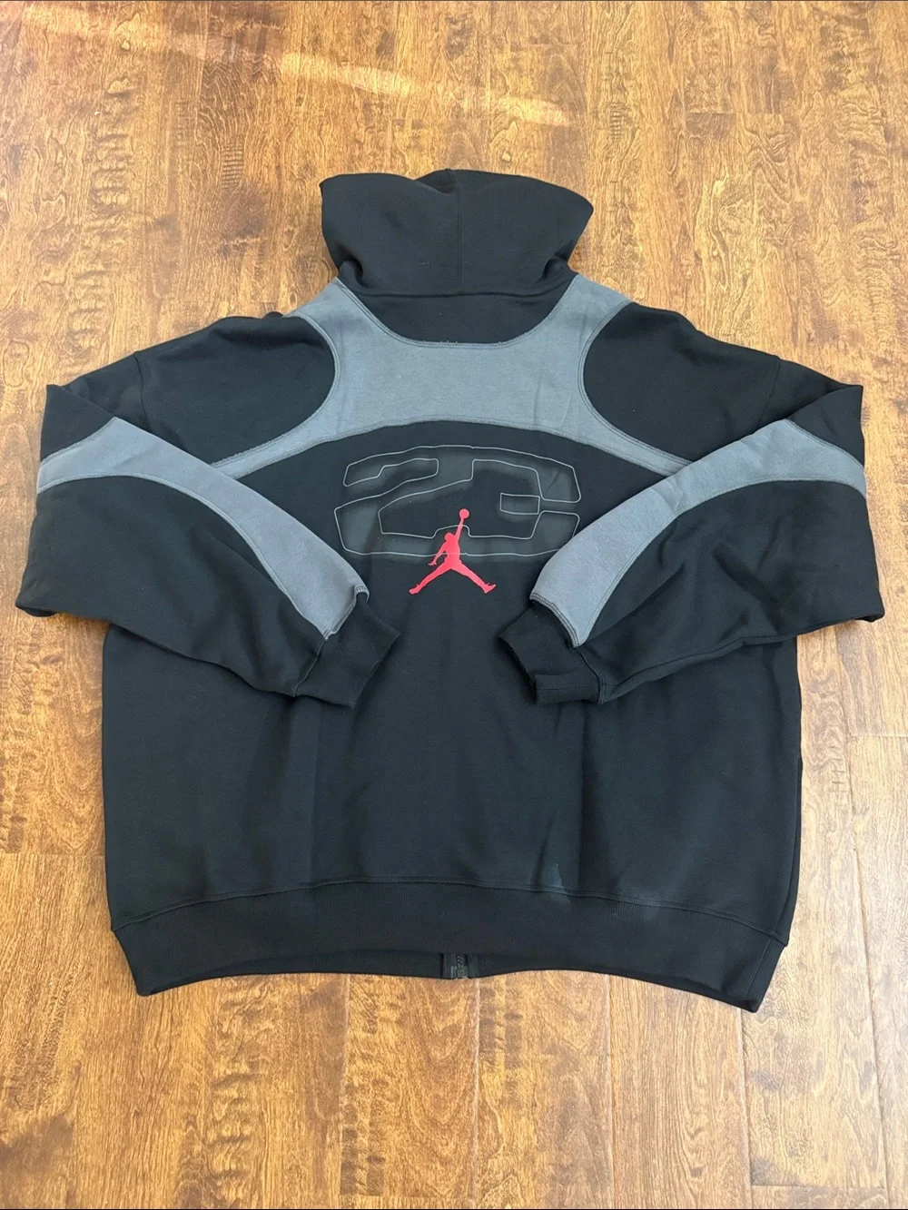 Jordan Black and Gray Full-Zip Hoodie